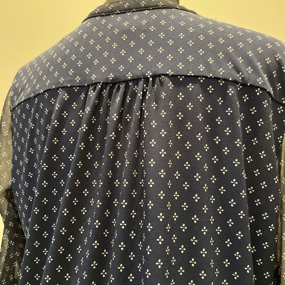Charter Club Women Blouse SizePL Navy White Polka Dots Ruffled Cottage Victorian - Picture 7 of 11